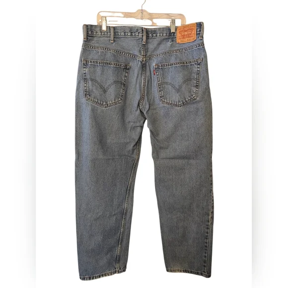 Levi's Men's Straight Fit Blue Jeans - Picture 3 of 6